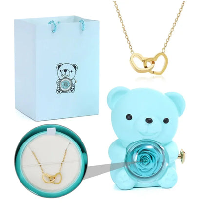 Eternal Rose Bear W/ Necklace