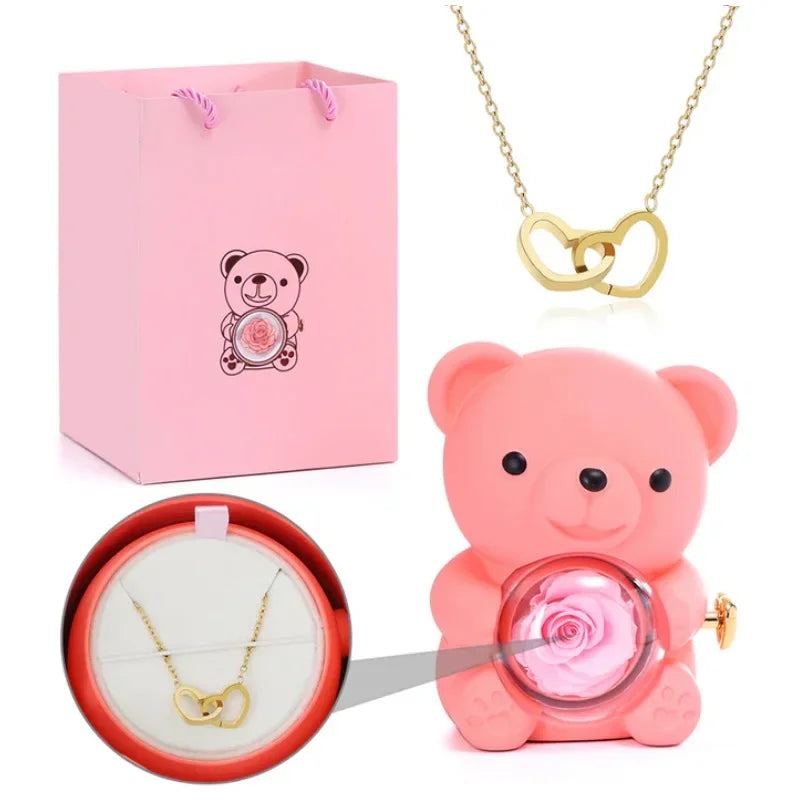 Eternal Rose Bear W/ Necklace