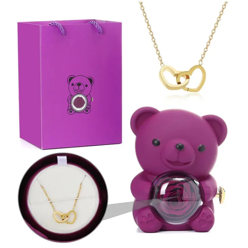 Eternal Rose Bear W/ Necklace