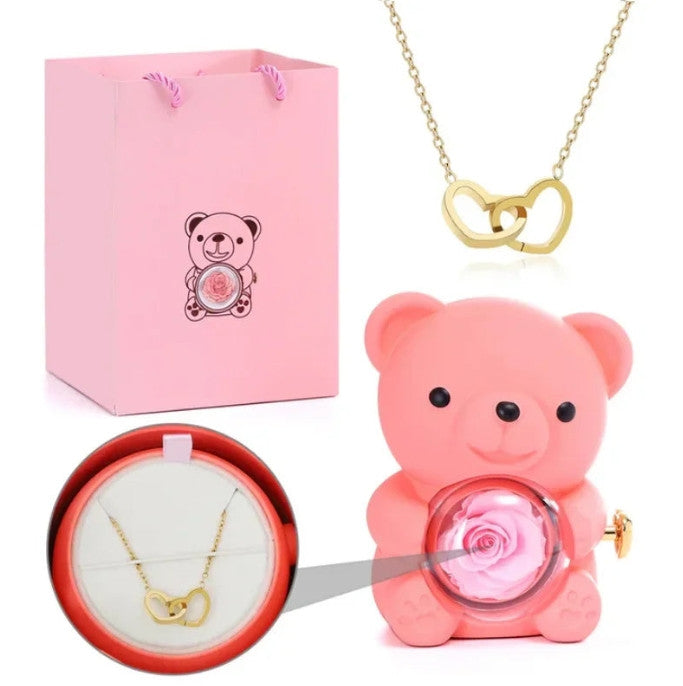 Eternal Rose Bear W/ Necklace