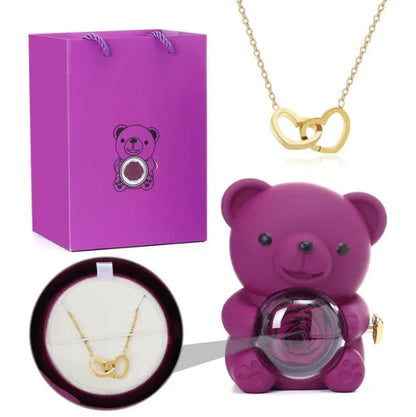 Eternal Rose Bear W/ Necklace